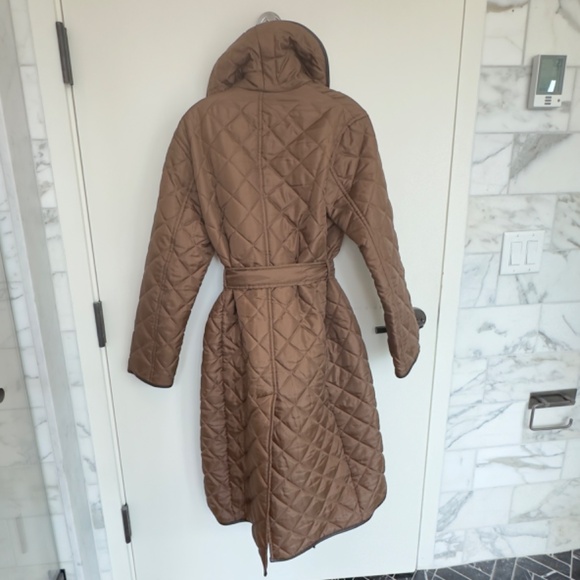 POLO RALPH LAUREN Shawl-collar Leather-trim Coat, Brown, LIKE NEW, Size Medium - Picture 4 of 9